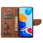 Xiaomi Redmi Note 11 4G (Qualcomm)/Redmi Note 11S 4G smartphone-skal med präglade stora fjärilar, lädermobilskal, plånboksfodral, stativ