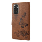 Xiaomi Redmi Note 11 4G (Qualcomm)/Redmi Note 11S 4G smartphone-skal med präglade stora fjärilar, lädermobilskal, plånboksfodral, stativ