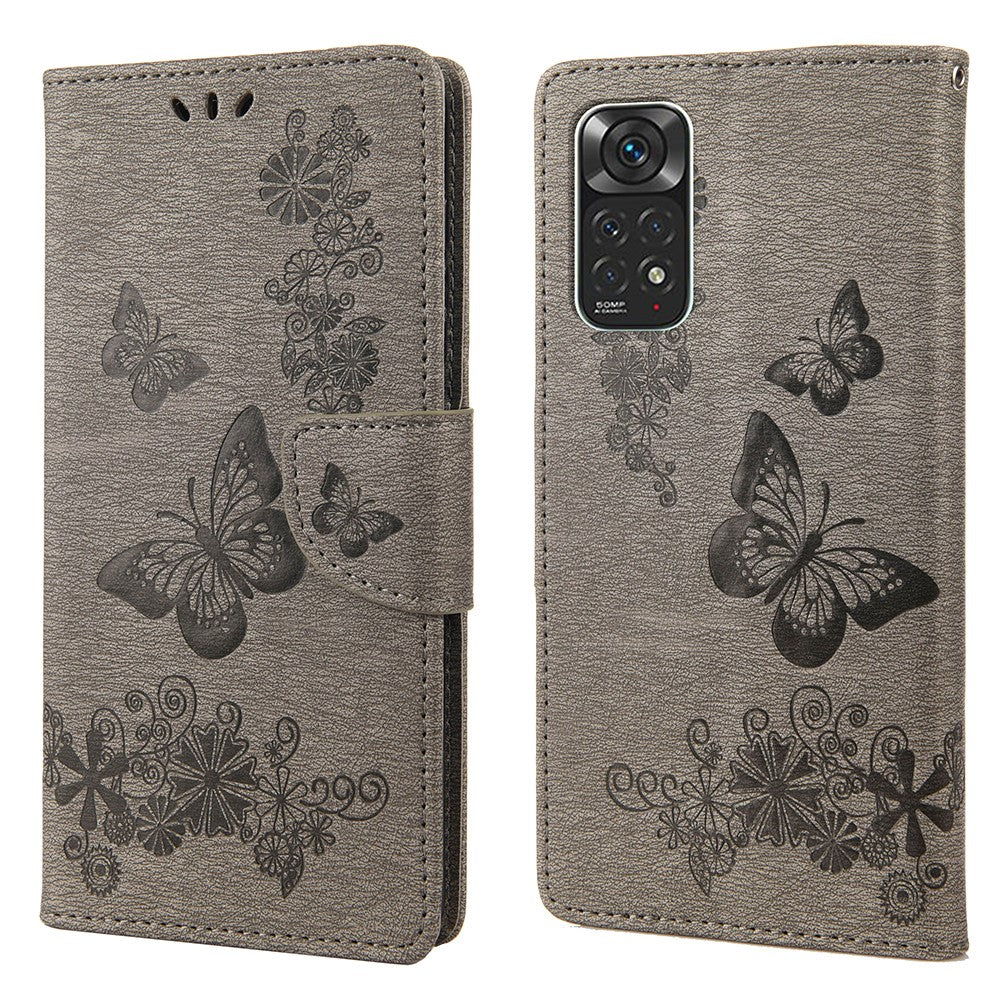 For Xiaomi Redmi Note 11 4G (Qualcomm)/Redmi Note 11S 4G Smart Phone Shell Imprinted Big Butterflies Leather Mobile Phone Case Wallet Stand Covering