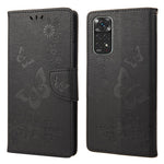 Xiaomi Redmi Note 11 4G (Qualcomm)/Redmi Note 11S 4G smartphone-skal med präglade stora fjärilar, lädermobilskal, plånboksfodral, stativ