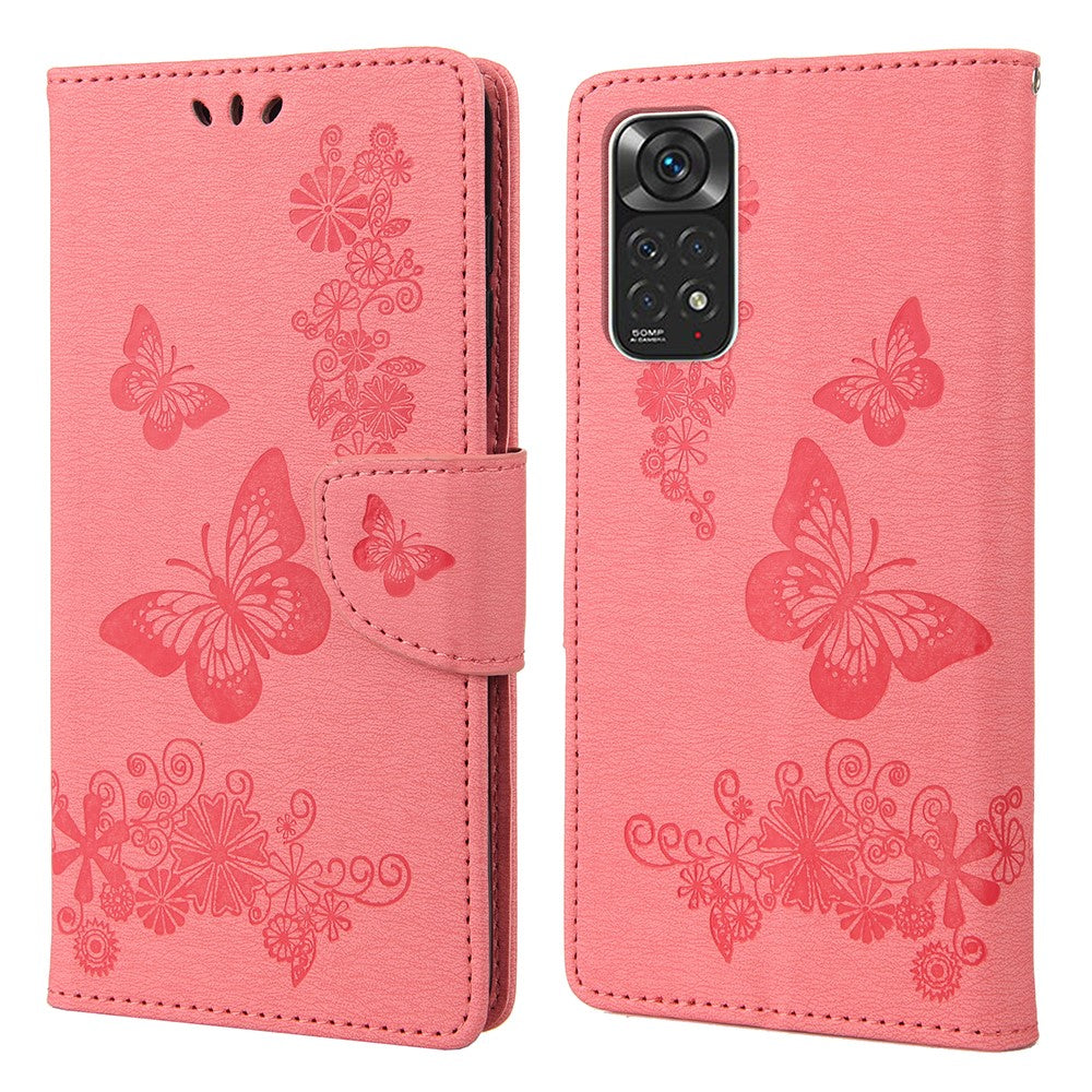 For Xiaomi Redmi Note 11 4G (Qualcomm)/Redmi Note 11S 4G Smart Phone Shell Imprinted Big Butterflies Leather Mobile Phone Case Wallet Stand Covering