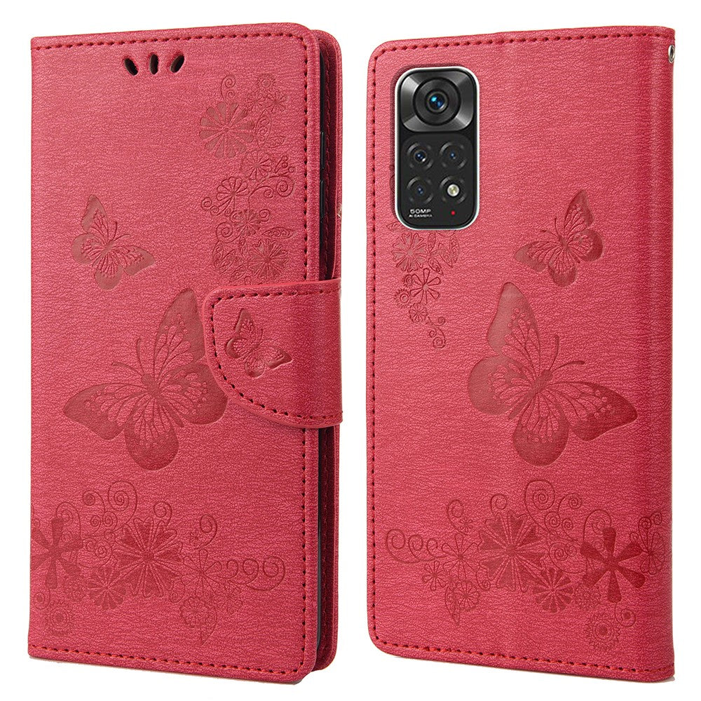 For Xiaomi Redmi Note 11 4G (Qualcomm)/Redmi Note 11S 4G Smart Phone Shell Imprinted Big Butterflies Leather Mobile Phone Case Wallet Stand Covering
