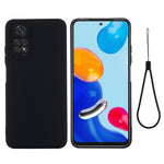 For Xiaomi Redmi Note 11S 4G / Redmi Note 11 4G (Qualcomm) Liquid Silicone Phone Case Silky-Soft Anti-Scratch Protective Cover with Strap
