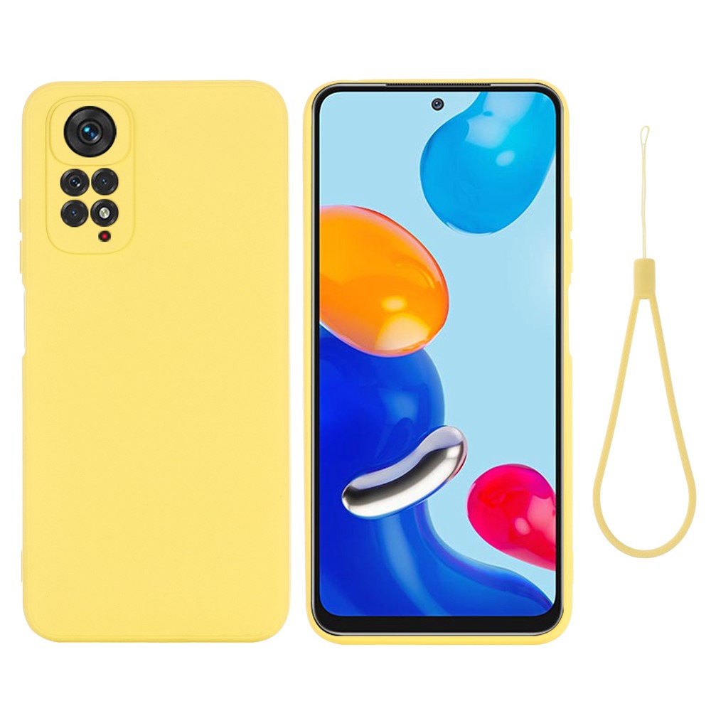 For Xiaomi Redmi Note 11S 4G / Redmi Note 11 4G (Qualcomm) Liquid Silicone Phone Case Silky-Soft Anti-Scratch Protective Cover with Strap