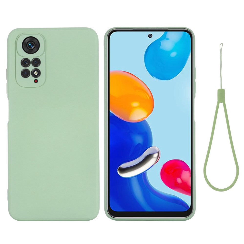 For Xiaomi Redmi Note 11S 4G / Redmi Note 11 4G (Qualcomm) Liquid Silicone Phone Case Silky-Soft Anti-Scratch Protective Cover with Strap