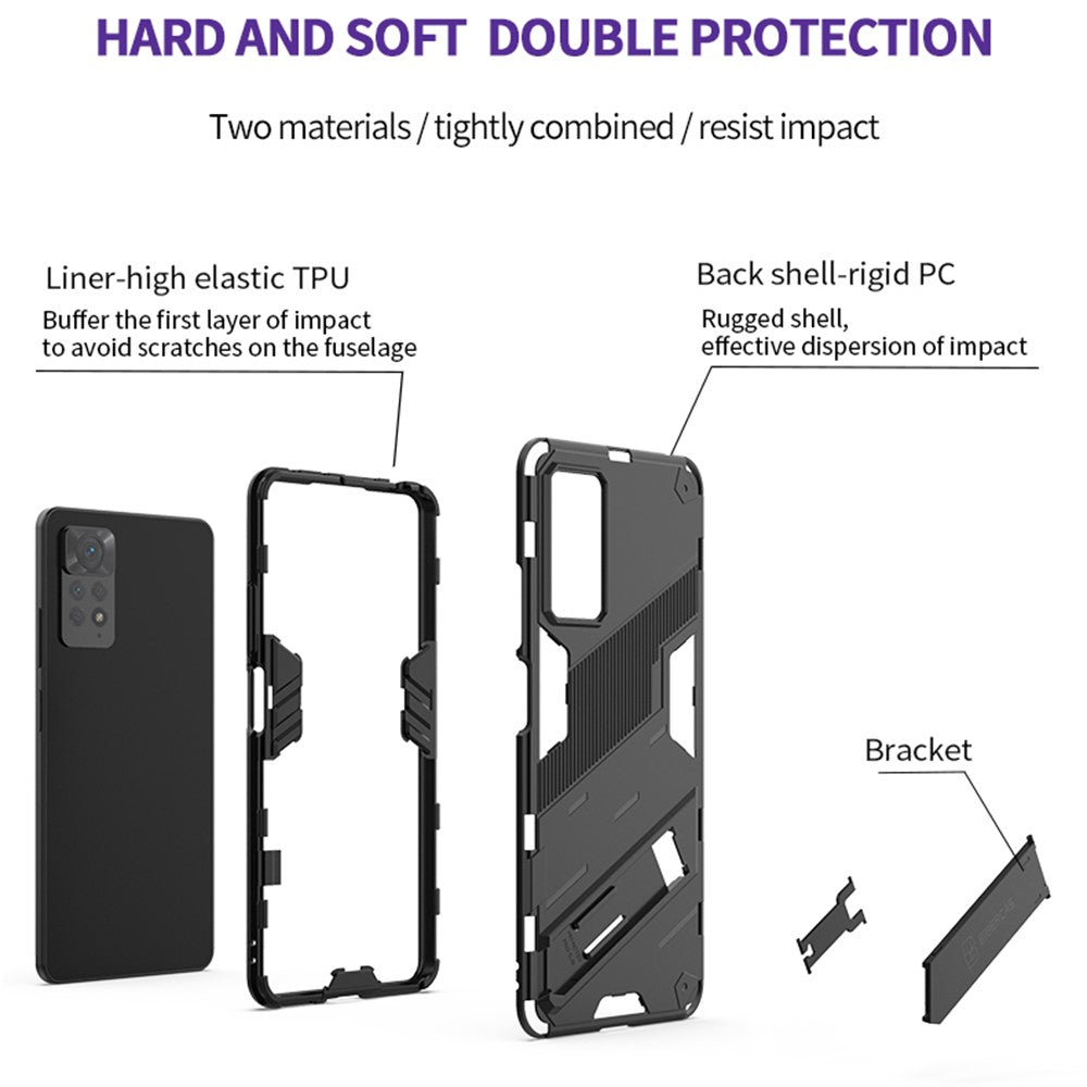 Xiaomi Redmi Note 12 Pro 4G / 11 Pro 4G (MediaTek) / Note 11 Pro 5G (Qualcomm) Hårt PC + Mjukt TPU Stativ mobilskal
