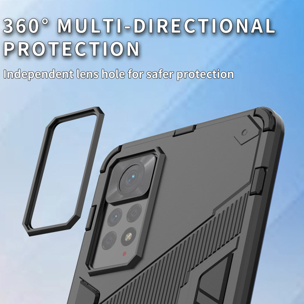 For Xiaomi Redmi Note 12 Pro 4G / 11 Pro 4G (MediaTek) / Note 11 Pro 5G (Qualcomm) Hard PC + Soft TPU Kickstand Phone Case