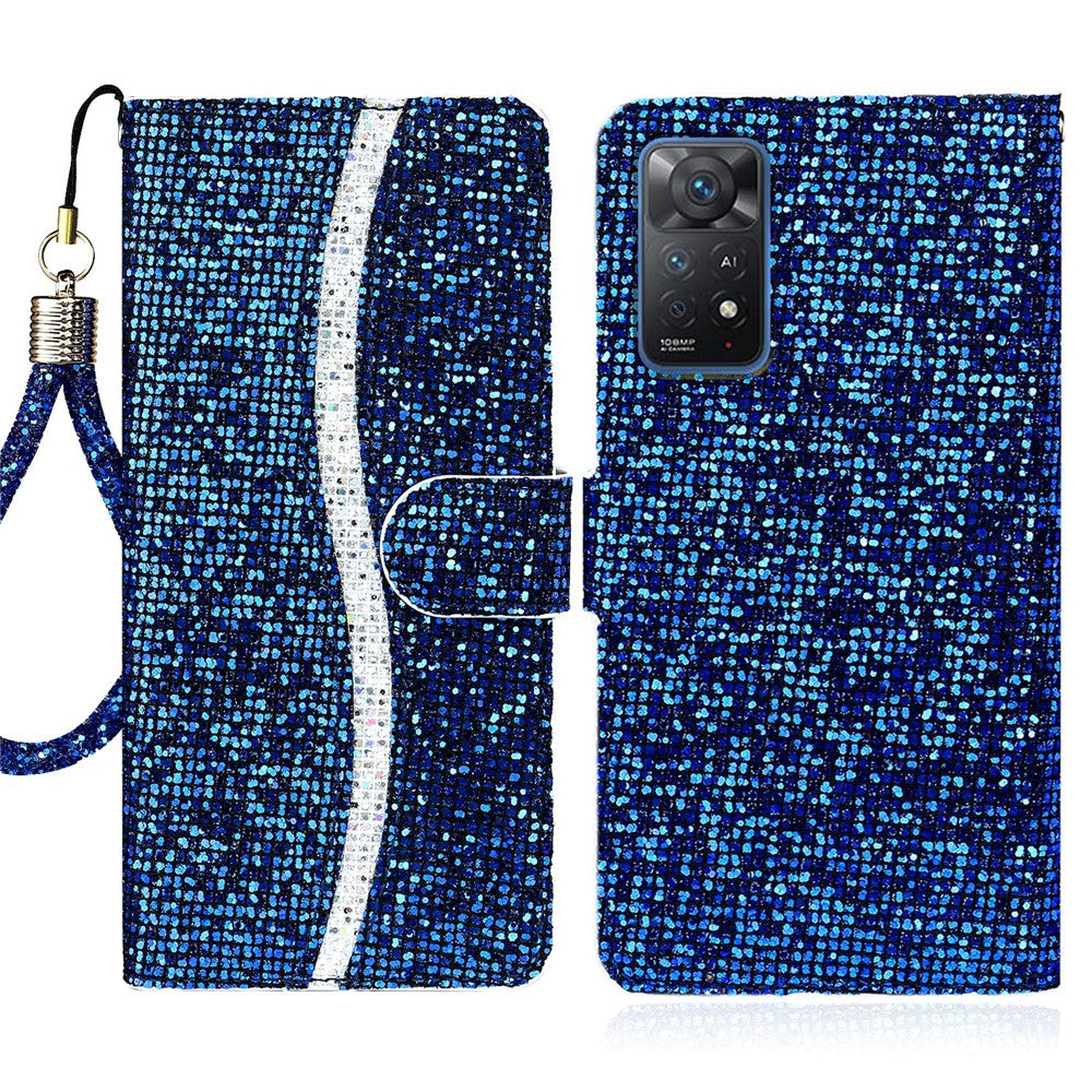 For Xiaomi Redmi Note 11 Pro 5G (Qualcomm)/Redmi Note 11 Pro 4G (MediaTek) Fashionable Glittery Sequins PU Leather Shockproof Cell Phone Case with Stand Wallet