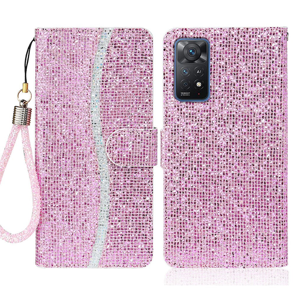 For Xiaomi Redmi Note 11 Pro 5G (Qualcomm)/Redmi Note 11 Pro 4G (MediaTek) Fashionable Glittery Sequins PU Leather Shockproof Cell Phone Case with Stand Wallet