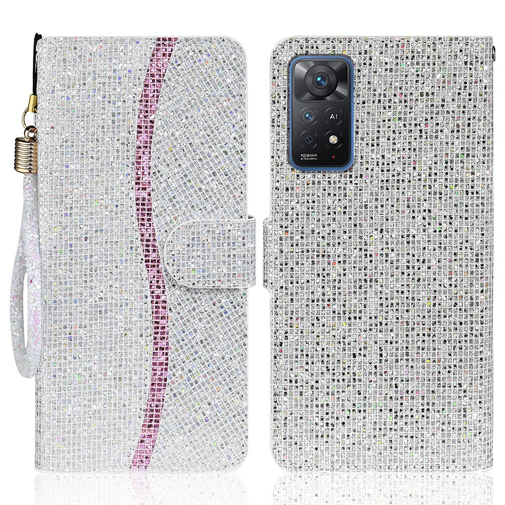 For Xiaomi Redmi Note 11 Pro 5G (Qualcomm)/Redmi Note 11 Pro 4G (MediaTek) Fashionable Glittery Sequins PU Leather Shockproof Cell Phone Case with Stand Wallet