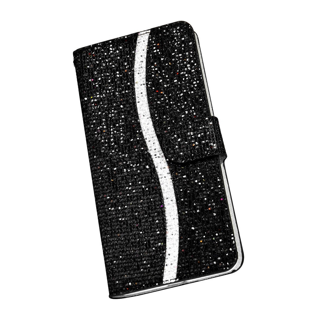 For Xiaomi Redmi Note 11 4G (Qualcomm)/Redmi Note 11S 4G Glittery Sequins PU Leather Drop-proof Scratch-resistant Wallet Phone Case with Stand