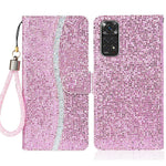 For Xiaomi Redmi Note 11 4G (Qualcomm)/Redmi Note 11S 4G Glittery Sequins PU Leather Drop-proof Scratch-resistant Wallet Phone Case with Stand