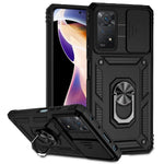 For Xiaomi Redmi Note 11 Pro 4G (MediaTek) / Redmi Note 11 Pro 5G (Qualcomm) Protector Hard PC + TPU Protective Case Rotating Ring Kickstand Phone Protector with Slide Camera Cover