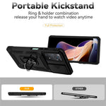 For Xiaomi Redmi Note 11 Pro 4G (MediaTek) / Redmi Note 11 Pro 5G (Qualcomm) Protector Hard PC + TPU Protective Case Rotating Ring Kickstand Phone Protector with Slide Camera Cover