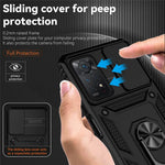 For Xiaomi Redmi Note 11 Pro 4G (MediaTek) / Redmi Note 11 Pro 5G (Qualcomm) Protector Hard PC + TPU Protective Case Rotating Ring Kickstand Phone Protector with Slide Camera Cover