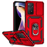 For Xiaomi Redmi Note 11 Pro 4G (MediaTek) / Redmi Note 11 Pro 5G (Qualcomm) Protector Hard PC + TPU Protective Case Rotating Ring Kickstand Phone Protector with Slide Camera Cover