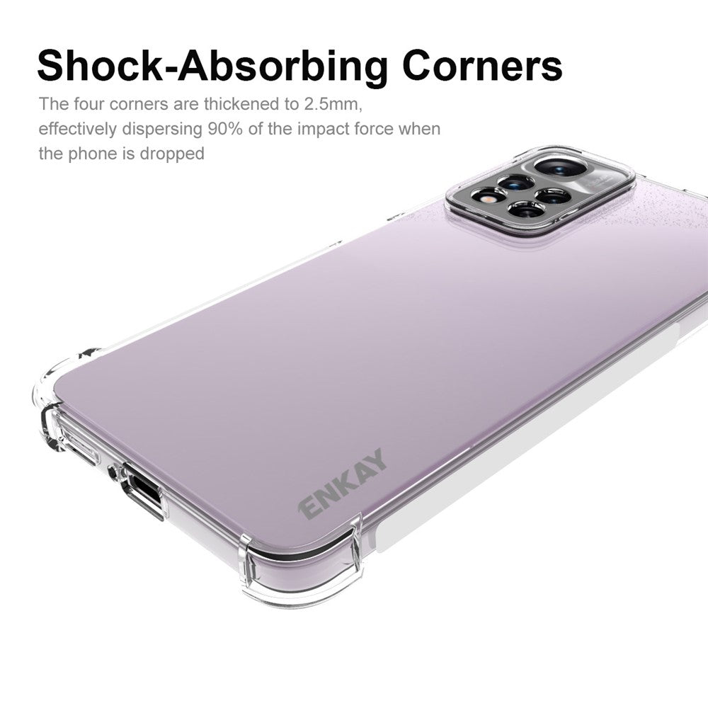 ENKAY HAT PRINCE til Xiaomi Redmi Note 11 Pro 5G (Kina) (MediaTek)/11 Pro+ 5G, krystalklart cover med faldsikring i alle fire hjørner, skridsikker kant, TPU-mobilskal