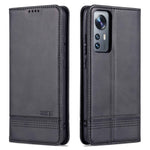 AZNS For Xiaomi 12/12X/12S 5G Well-protected Textured Leather Phone Case Stand Function Magnetic Auto-absorbed Cover with Wallet