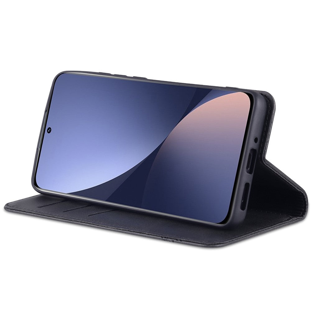 AZNS For Xiaomi 12/12X/12S 5G Well-protected Textured Leather Phone Case Stand Function Magnetic Auto-absorbed Cover with Wallet