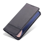 AZNS For Xiaomi 12/12X/12S 5G Well-protected Textured Leather Phone Case Stand Function Magnetic Auto-absorbed Cover with Wallet