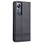 AZNS For Xiaomi 12/12X/12S 5G Well-protected Textured Leather Phone Case Stand Function Magnetic Auto-absorbed Cover with Wallet