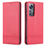 AZNS For Xiaomi 12/12X/12S 5G Well-protected Textured Leather Phone Case Stand Function Magnetic Auto-absorbed Cover with Wallet