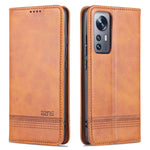AZNS For Xiaomi 12/12X/12S 5G Well-protected Textured Leather Phone Case Stand Function Magnetic Auto-absorbed Cover with Wallet