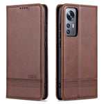 AZNS For Xiaomi 12/12X/12S 5G Well-protected Textured Leather Phone Case Stand Function Magnetic Auto-absorbed Cover with Wallet