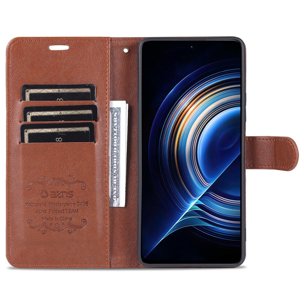AZNS For Xiaomi Redmi K50 Pro/K50 Wallet Phone Case Textured PU Leather Folio Flip Book Cover TPU Shockproof Stand Case