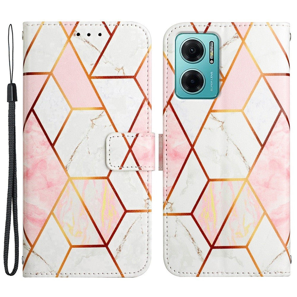 YB Pattern Printing Leather Series-5 for Xiaomi Redmi 10 Prime+ 5G / Redmi Note 11E 5G / Redmi 10 5G, Marble Pattern Leather Case 360 Degree Wrapped Stand Wallet Phone Shell