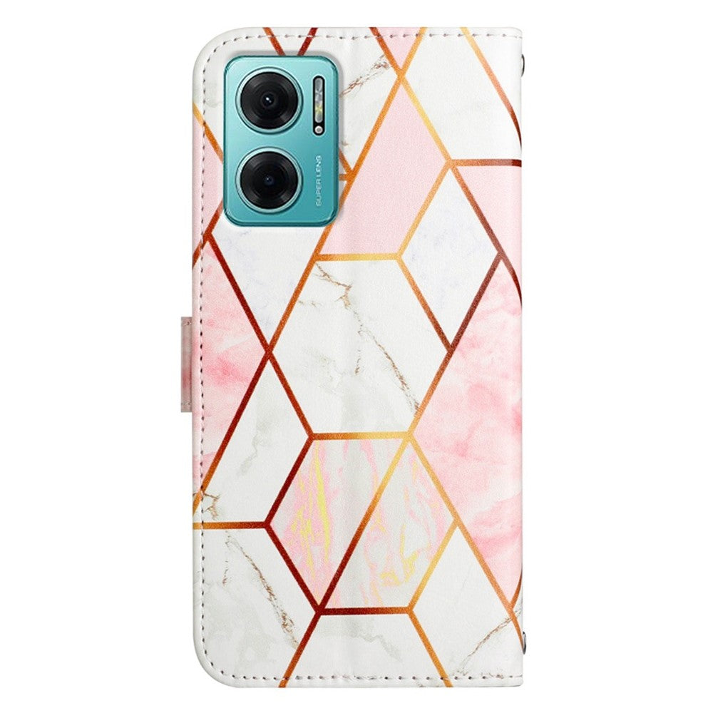 YB Pattern Printing Leather Series-5 for Xiaomi Redmi 10 Prime+ 5G / Redmi Note 11E 5G / Redmi 10 5G, Marble Pattern Leather Case 360 Degree Wrapped Stand Wallet Phone Shell