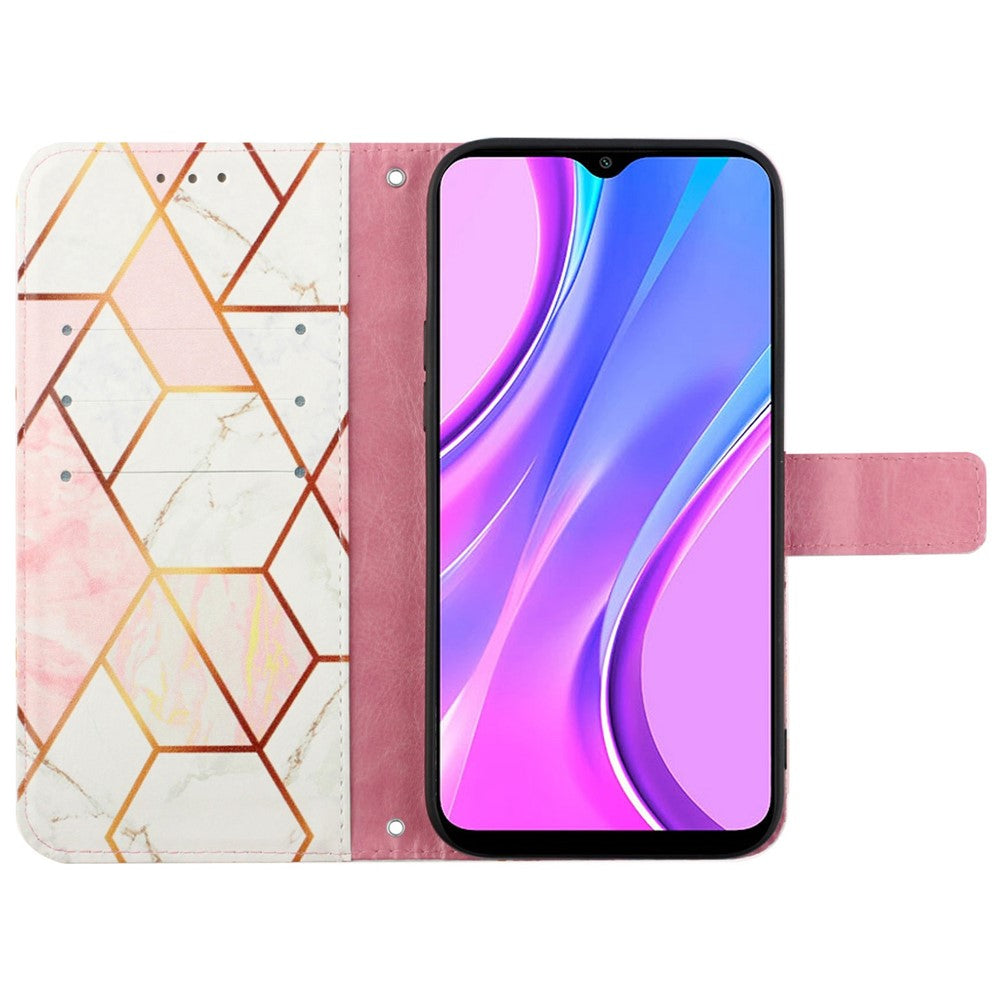 YB Pattern Printing Leather Series-5 for Xiaomi Redmi 10 Prime+ 5G / Redmi Note 11E 5G / Redmi 10 5G, Marble Pattern Leather Case 360 Degree Wrapped Stand Wallet Phone Shell