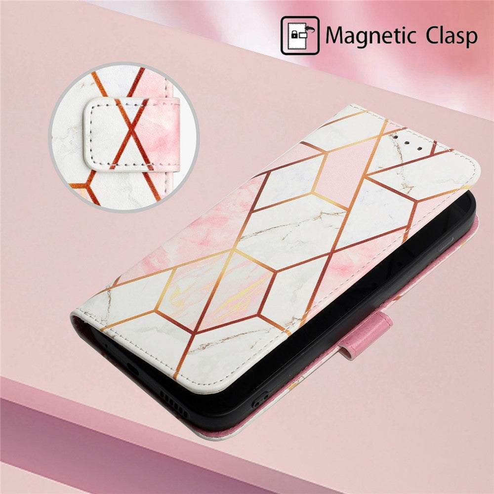 YB Pattern Printing Leather Series-5 for Xiaomi Redmi 10 Prime+ 5G / Redmi Note 11E 5G / Redmi 10 5G, Marble Pattern Leather Case 360 Degree Wrapped Stand Wallet Phone Shell