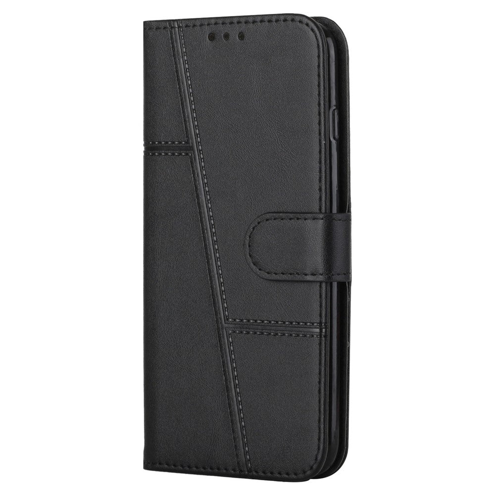 For Xiaomi Redmi K50 Pro/K50 Fashionable Cell Phone Case PU Leather Stitching Wallet Magnetic Closure Shockproof Folding Stand Phone Cover with Strap
