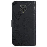 For Xiaomi Redmi Note 9 Pro 4G / Note 9 Pro Max / Note 9S Skin-touch Feeling Wallet Case Butterfly Flower Imprinted PU Leather Stand Flip Full-Body Protective Cover with Strap