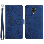 For Xiaomi Redmi Note 9 Pro 4G / Note 9 Pro Max / Note 9S Skin-touch Feeling Wallet Case Butterfly Flower Imprinted PU Leather Stand Flip Full-Body Protective Cover with Strap