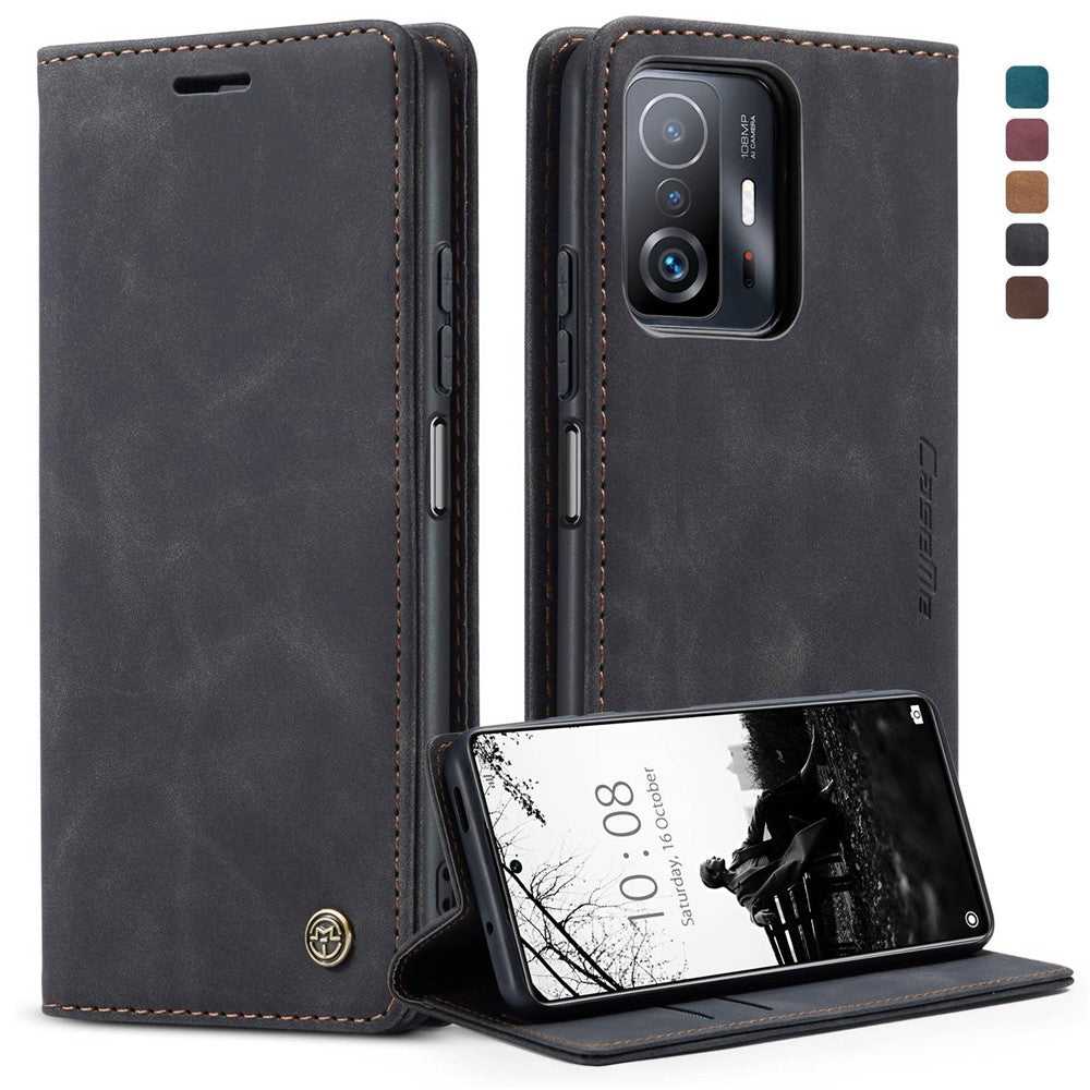 CASEME 013-serien för Xiaomi 11T / 11T Pro PU-läder, folio-flipfodral, plånboksfodral, magnetiskt, självabsorberande stativ, bokomslag