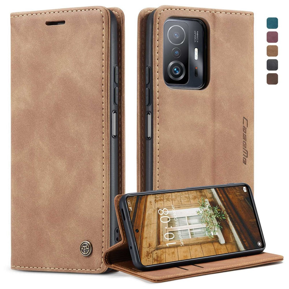 CASEME 013-serien för Xiaomi 11T / 11T Pro PU-läder, folio-flipfodral, plånboksfodral, magnetiskt, självabsorberande stativ, bokomslag