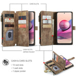 For Xiaomi Poco M5s 4G / Redmi Note 10 4G / Redmi Note 10S 4G Phone Cases with Strap CASEME C30 Zipper Multiple Card Holder PU Leather Cover
