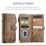 For Xiaomi Poco M5s 4G / Redmi Note 10 4G / Redmi Note 10S 4G Phone Cases with Strap CASEME C30 Zipper Multiple Card Holder PU Leather Cover