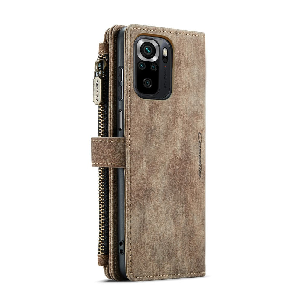 For Xiaomi Poco M5s 4G / Redmi Note 10 4G / Redmi Note 10S 4G Phone Cases with Strap CASEME C30 Zipper Multiple Card Holder PU Leather Cover
