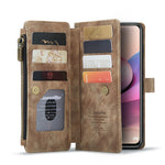 For Xiaomi Poco M5s 4G / Redmi Note 10 4G / Redmi Note 10S 4G Phone Cases with Strap CASEME C30 Zipper Multiple Card Holder PU Leather Cover
