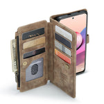 For Xiaomi Poco M5s 4G / Redmi Note 10 4G / Redmi Note 10S 4G Phone Cases with Strap CASEME C30 Zipper Multiple Card Holder PU Leather Cover
