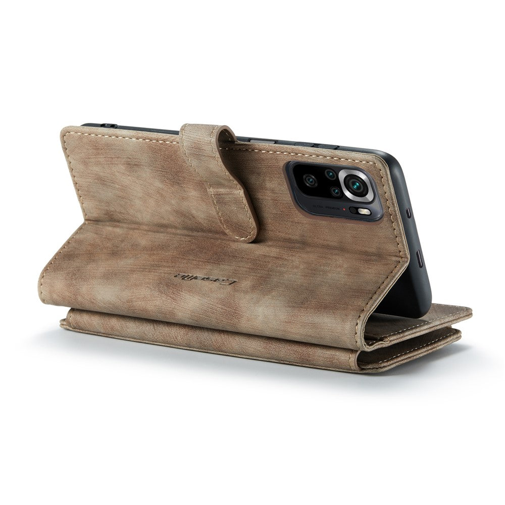 For Xiaomi Poco M5s 4G / Redmi Note 10 4G / Redmi Note 10S 4G Phone Cases with Strap CASEME C30 Zipper Multiple Card Holder PU Leather Cover