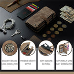 For Xiaomi Poco M5s 4G / Redmi Note 10 4G / Redmi Note 10S 4G Phone Cases with Strap CASEME C30 Zipper Multiple Card Holder PU Leather Cover