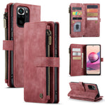 For Xiaomi Poco M5s 4G / Redmi Note 10 4G / Redmi Note 10S 4G Phone Cases with Strap CASEME C30 Zipper Multiple Card Holder PU Leather Cover