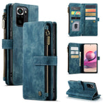 For Xiaomi Poco M5s 4G / Redmi Note 10 4G / Redmi Note 10S 4G Phone Cases with Strap CASEME C30 Zipper Multiple Card Holder PU Leather Cover
