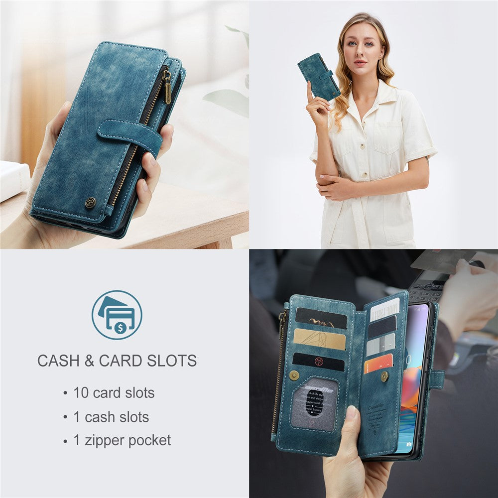 Xiaomi Redmi Note 10 Pro 4G (Global) / (Indien) / Note 10 Pro Max mobilskal med Rem CASEME C30 Dragkedja Flera Korthållare PU-läderfodral