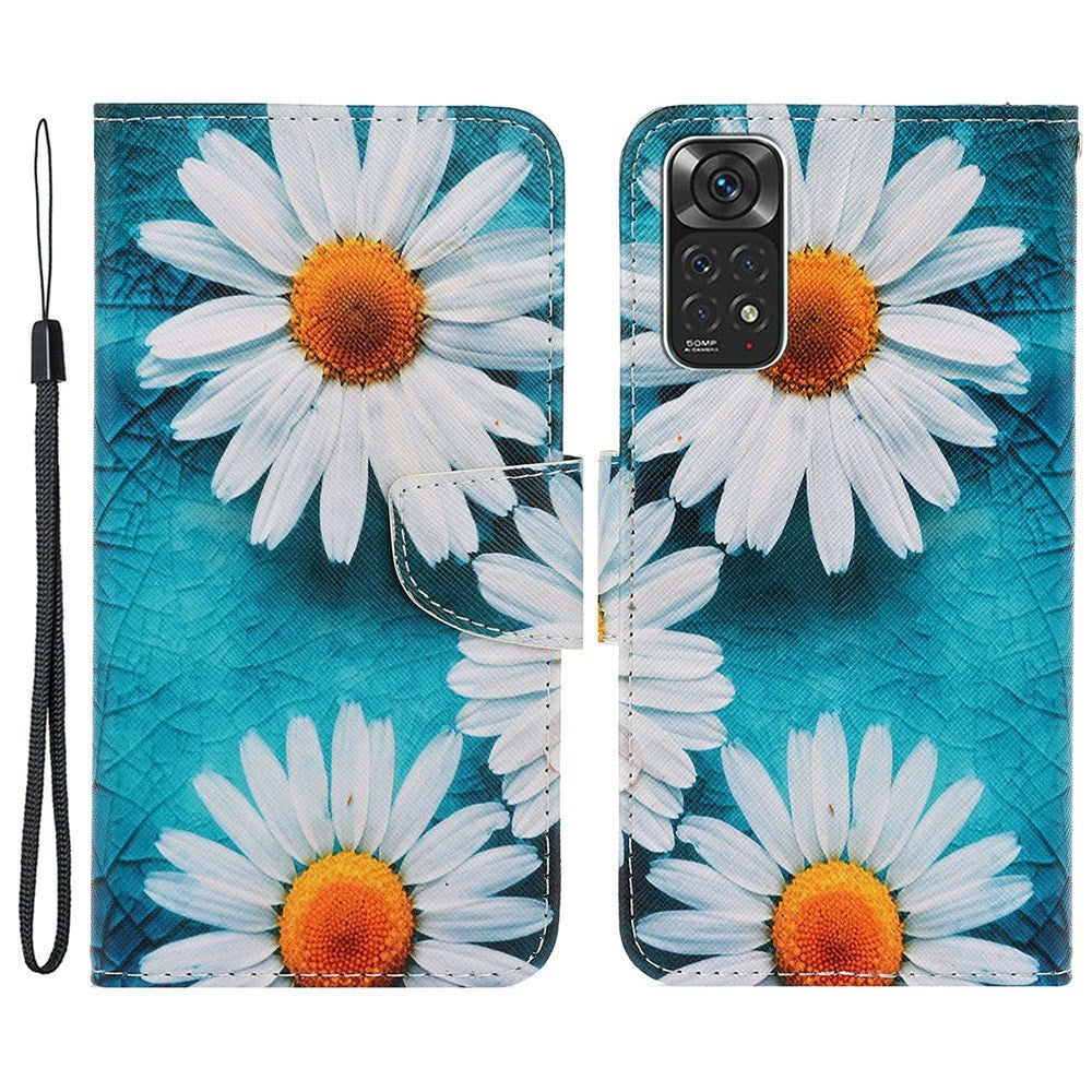 Pattern-Printing Leather Case for Xiaomi Redmi Note 11 4G (Qualcomm)/Note 11S 4G, Full Protection Strap Leather Phone Shell with Wallet and Stand