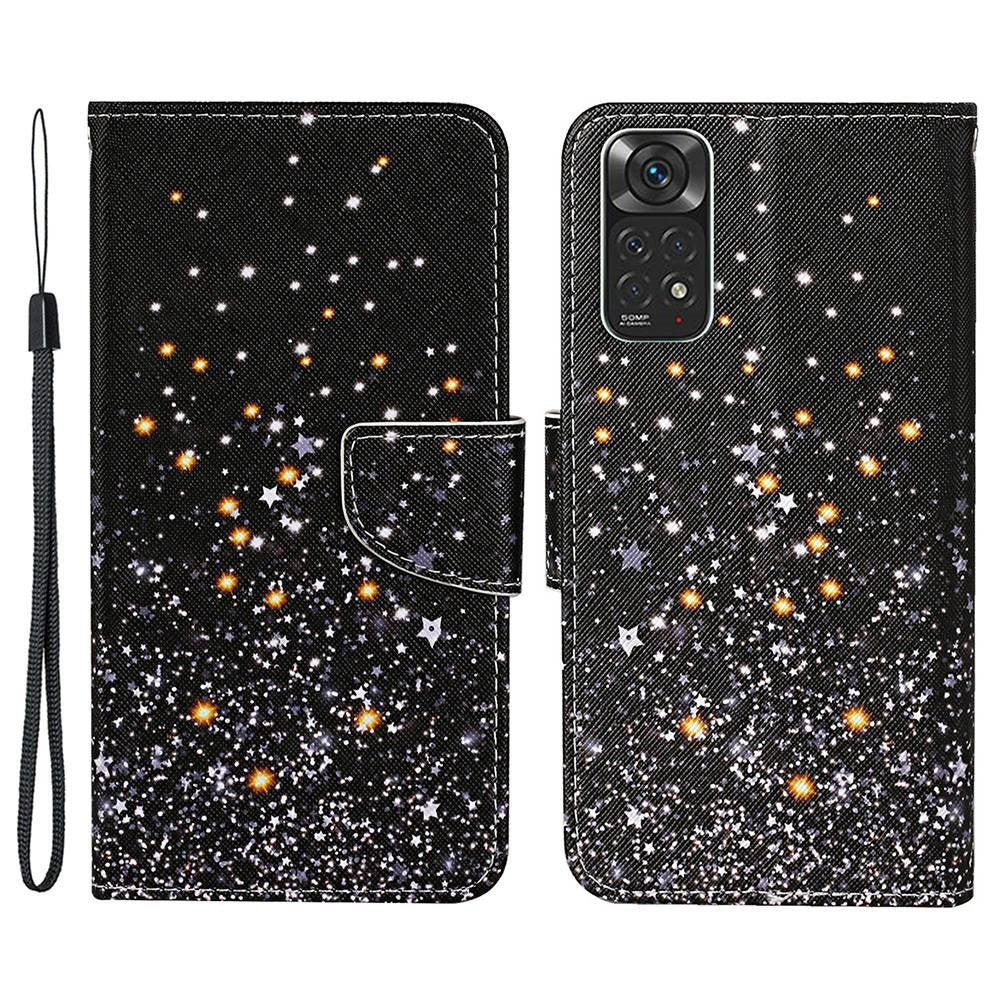 Pattern-Printing Leather Case for Xiaomi Redmi Note 11 4G (Qualcomm)/Note 11S 4G, Full Protection Strap Leather Phone Shell with Wallet and Stand